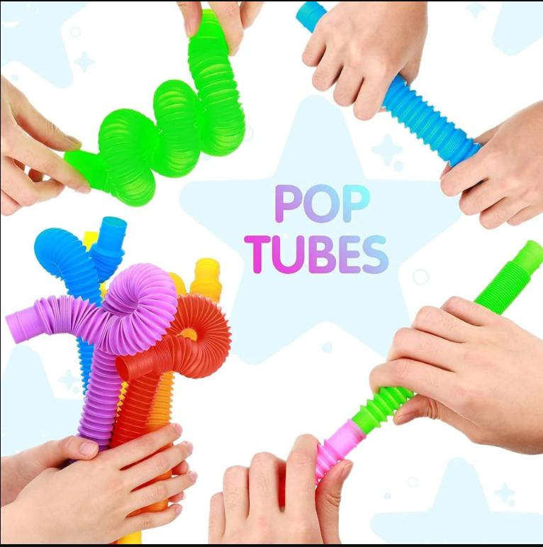 Colorful Pop Tubes Fidget & Sensory Toy for Kids (Pack of 6)