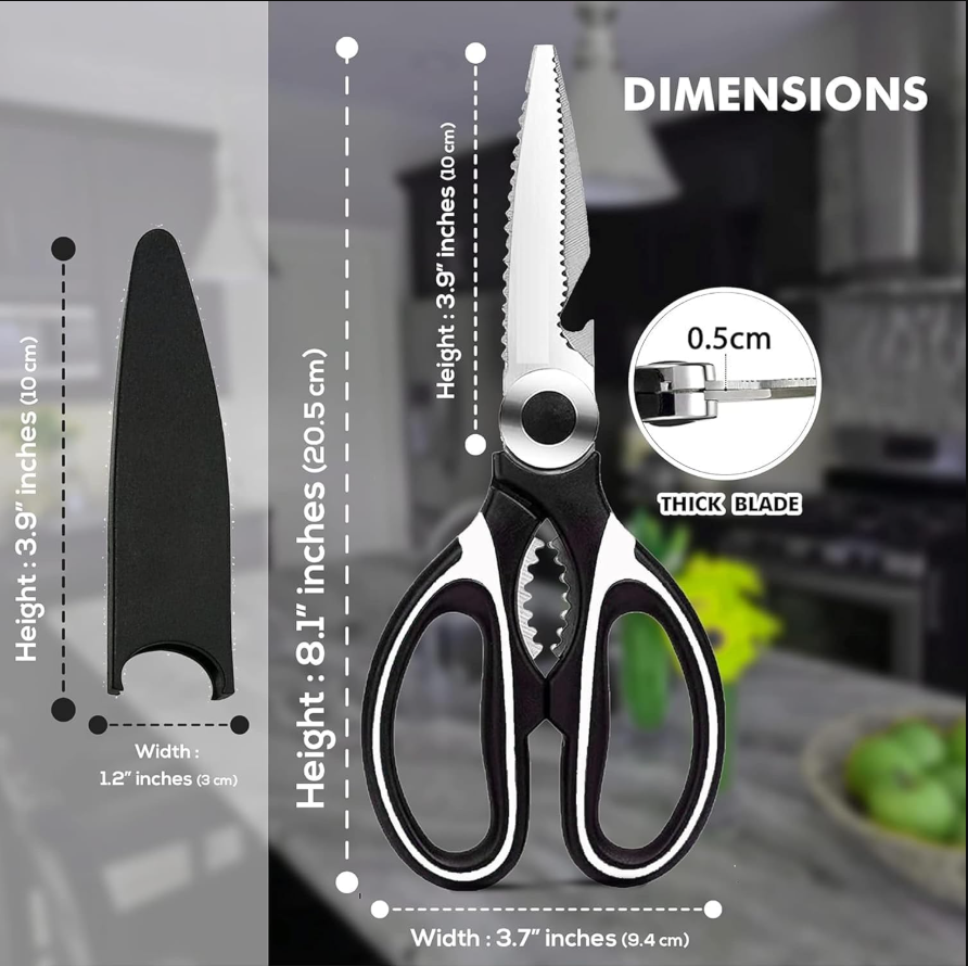 Multipurpose Stainless Steel Kitchen Scissors with Cover