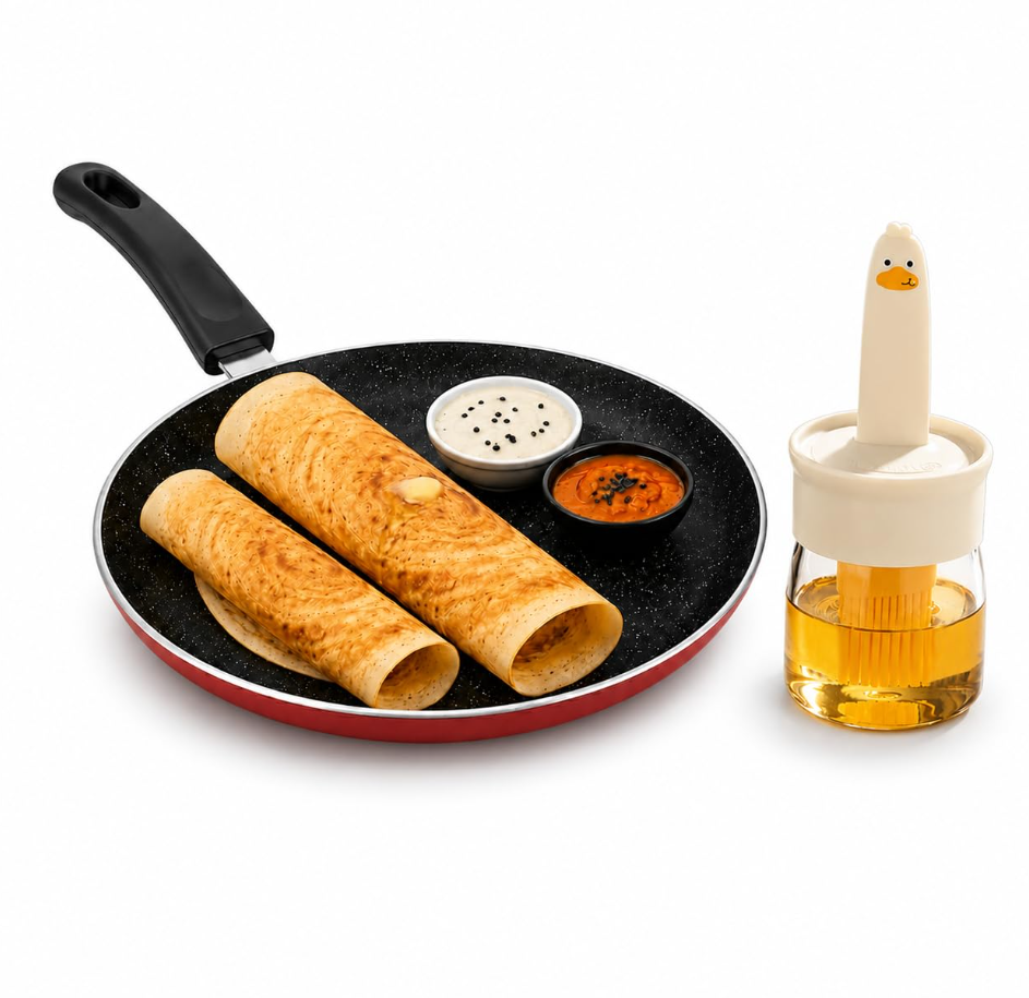 2-in-1 Kitchen Oil Dispenser with Silicone Basting Brush for Cooking, Baking & Grilling (Pack of 2)