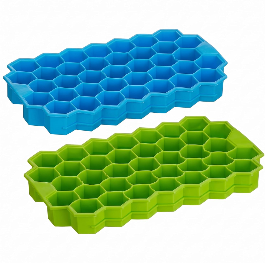 Flexible Honeycomb Silicone Ice Cube Tray (Pack of 2)
