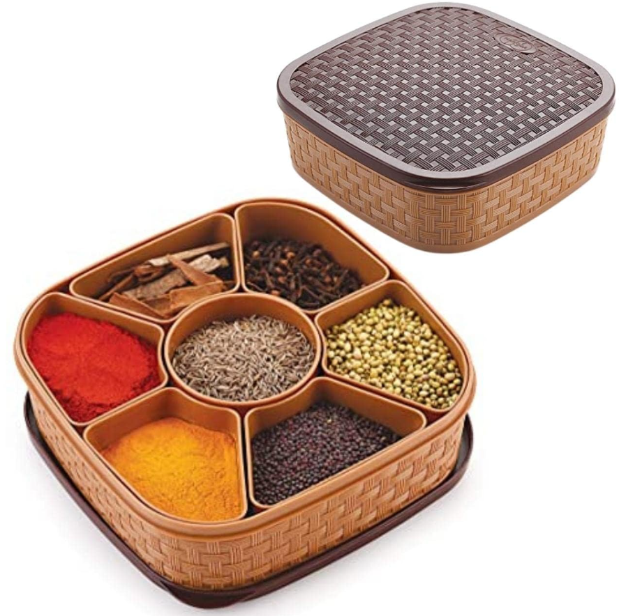 7-Section Square Spice Organizer Box & Masala Dabba
