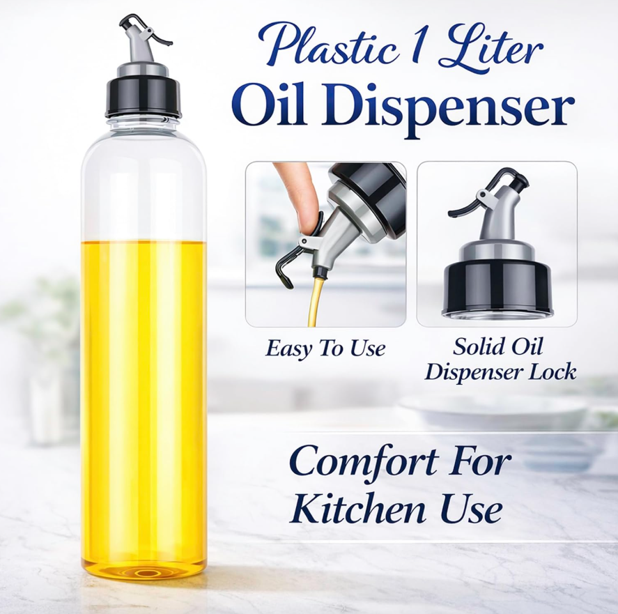 1000ml Plastic Oil Dispenser Bottle Set with Silicone Brush