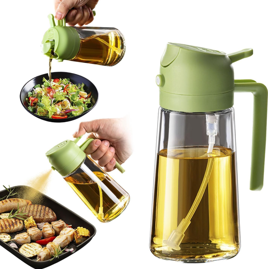 Premium 2-in-1 Glass Oil Sprayer & Dispenser Bottle
