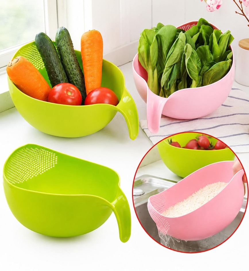 Multipurpose Rice Washing Bowl & Vegetable Strainer for Kitchen