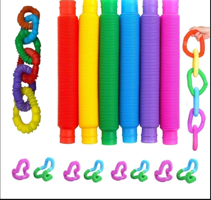 Colorful Pop Tubes Fidget & Sensory Toy for Kids (Pack of 6)