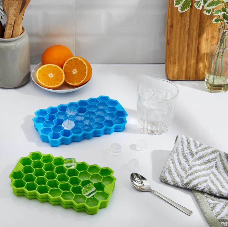 Flexible Honeycomb Silicone Ice Cube Tray (Pack of 2)