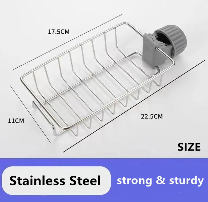 Stainless Steel Tap Storage Rack & Sponge Holder for Kitchen Sink