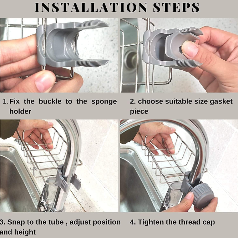 Stainless Steel Tap Storage Rack & Sponge Holder for Kitchen Sink