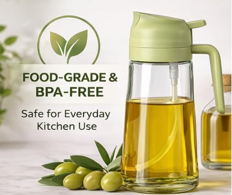 Premium 2-in-1 Glass Oil Sprayer & Dispenser Bottle