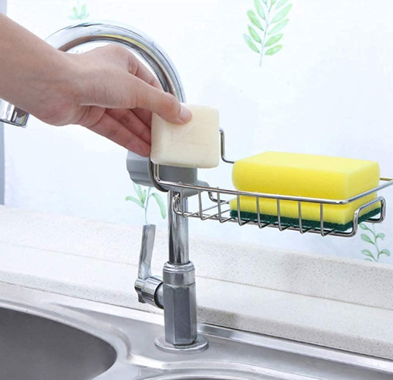 Stainless Steel Tap Storage Rack & Sponge Holder for Kitchen Sink