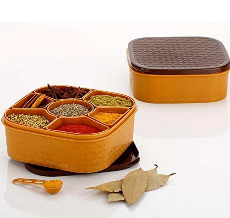 7-Section Square Spice Organizer Box & Masala Dabba