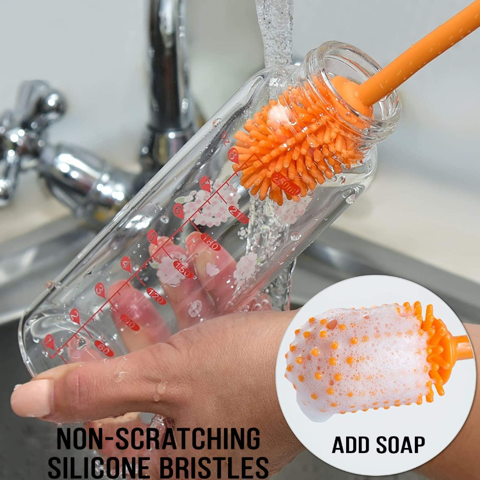 Long Handle Silicone Bottle & Cup Cleaning Brush (Pack of 2)