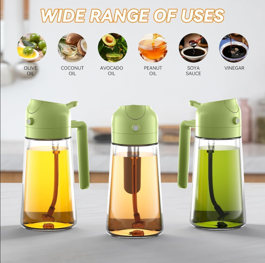 Premium 2-in-1 Glass Oil Sprayer & Dispenser Bottle