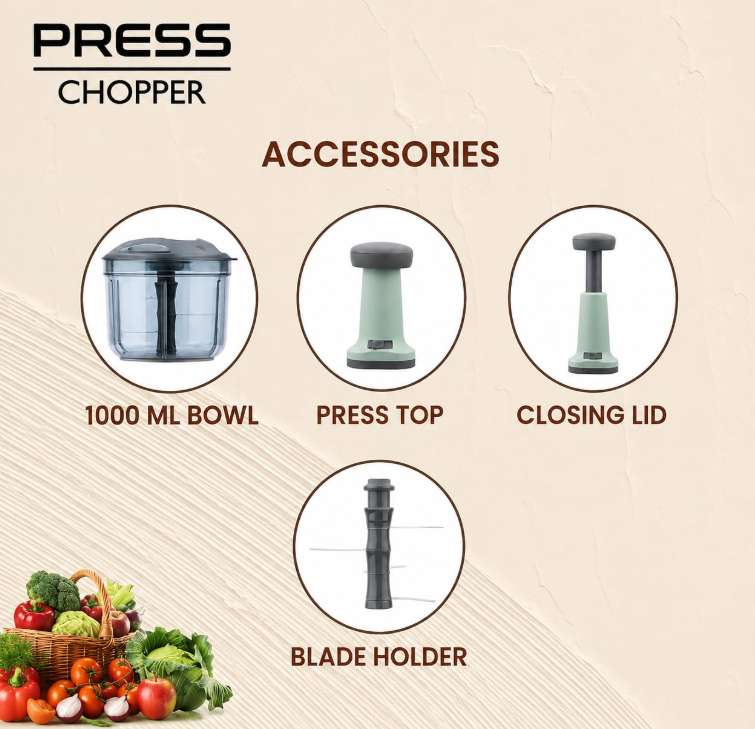 Premium 800ml Handy Chopper – Manual String Mixer for Salads & Veggies