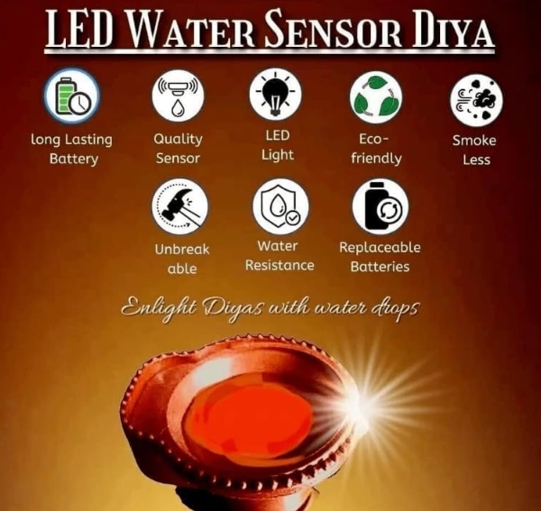Magic Water Sensor LED Diya for Home Decor (Pack of 12)