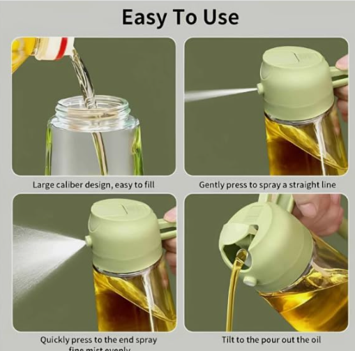 Premium 2-in-1 Glass Oil Sprayer & Dispenser Bottle