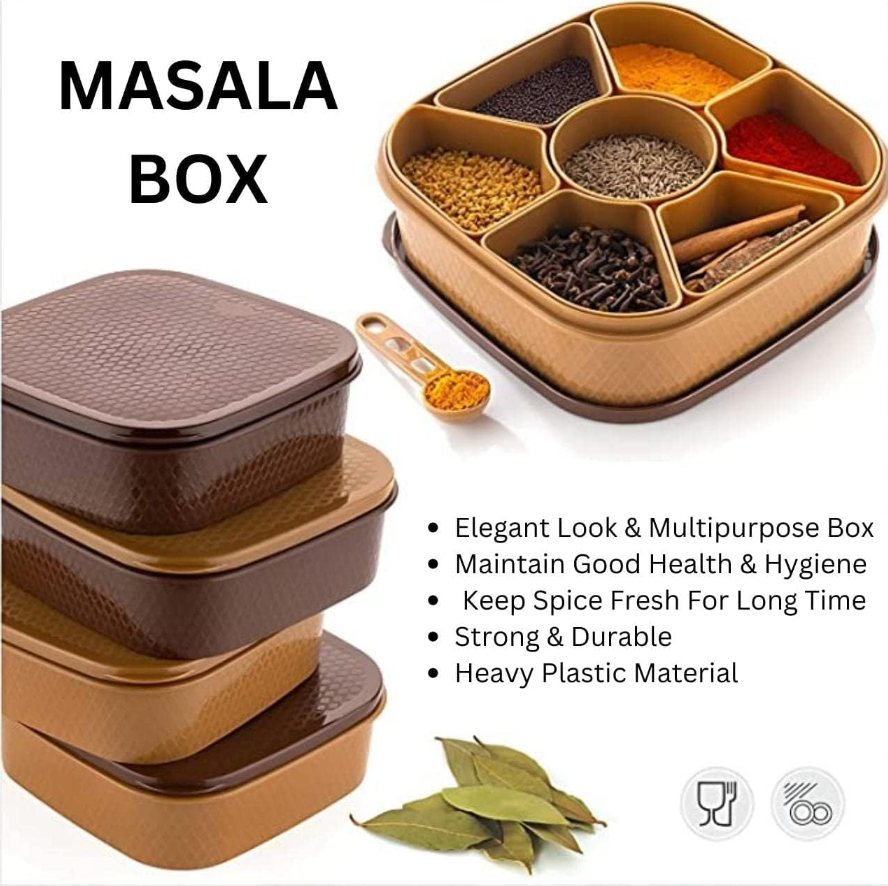7-Section Square Spice Organizer Box & Masala Dabba