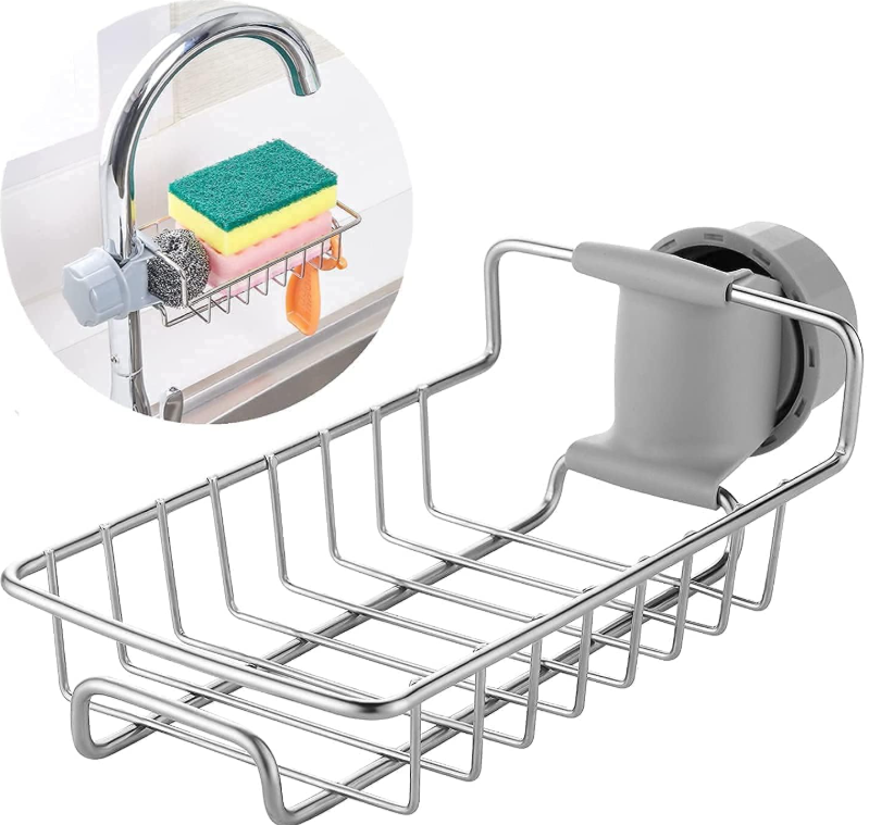 Stainless Steel Tap Storage Rack & Sponge Holder for Kitchen Sink