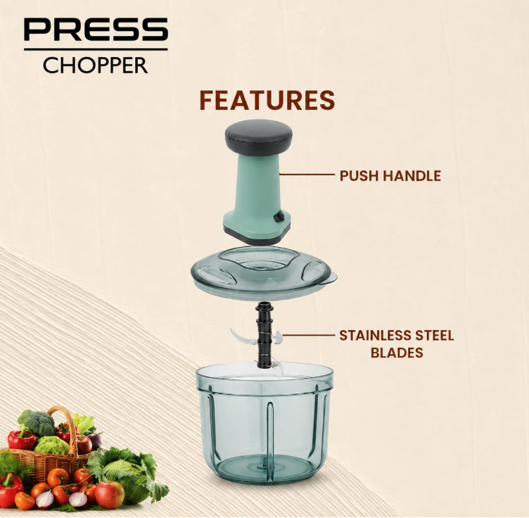 Premium 800ml Handy Chopper – Manual String Mixer for Salads & Veggies