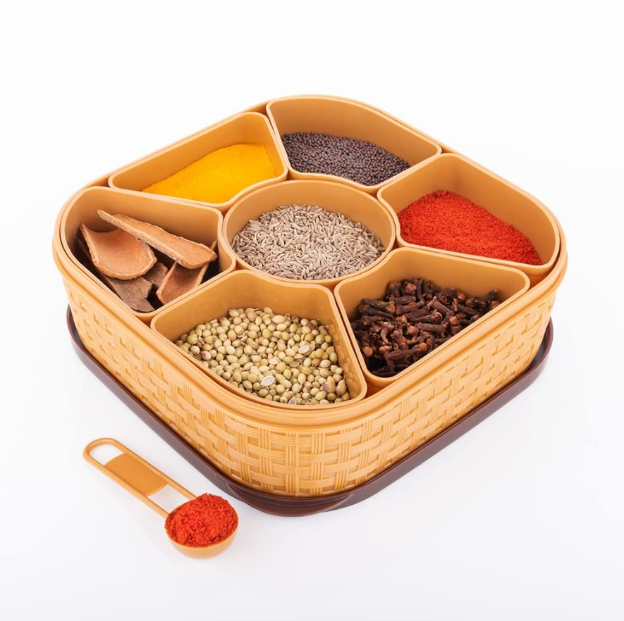 7-Section Square Spice Organizer Box & Masala Dabba