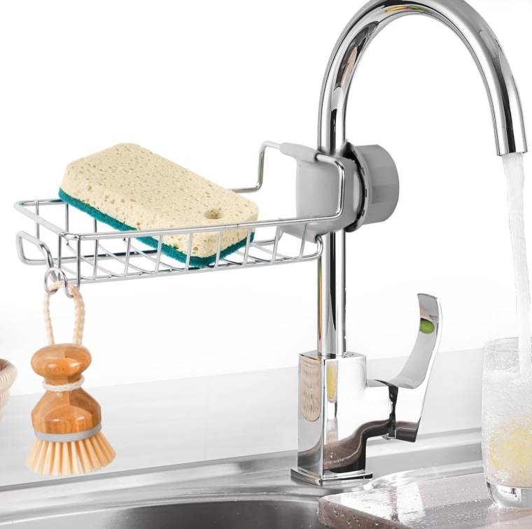 Stainless Steel Tap Storage Rack & Sponge Holder for Kitchen Sink